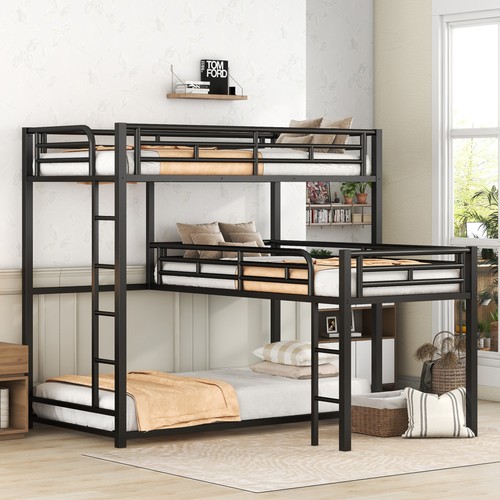 Twin shaped triple bunk - bunk, bed